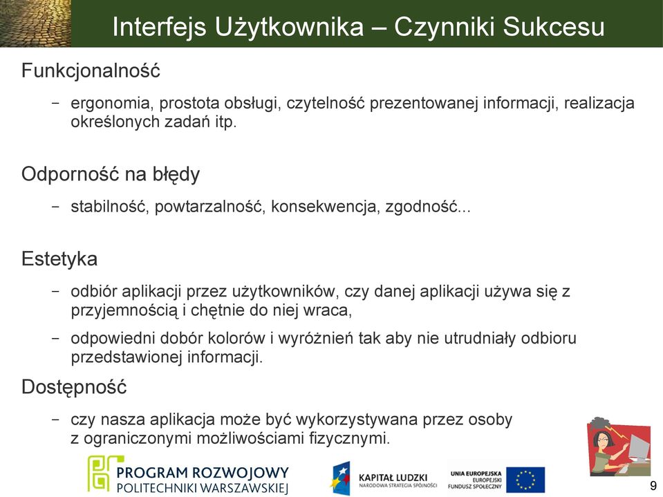 .. Estetyka odbiór aplikacji przez użytkowników, czy danej aplikacji używa się z przyjemnością i chętnie do niej wraca, odpowiedni dobór