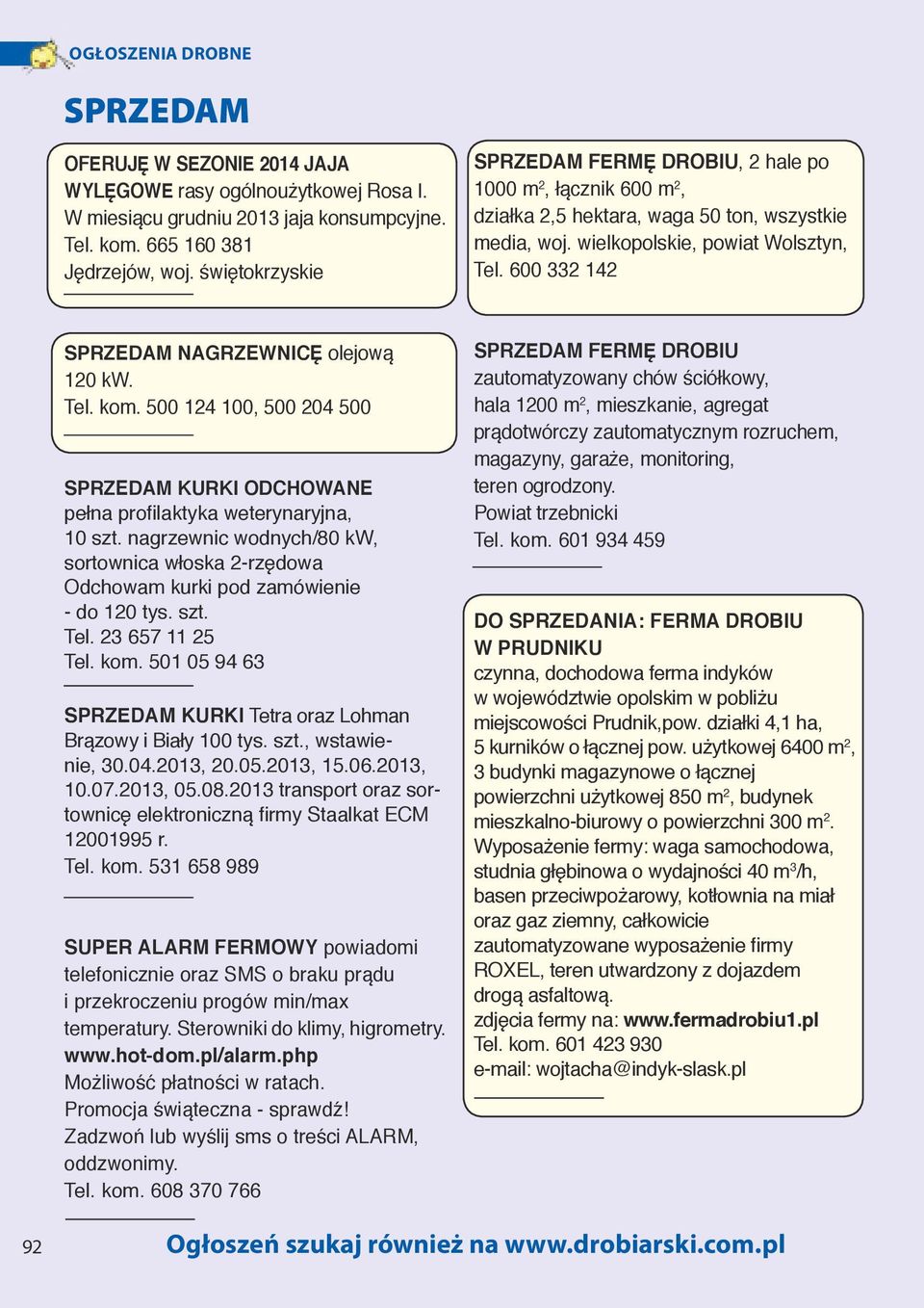 Tel. kom. 500 124 100, 500 204 500 KURKI ODCHOWANE pełna profilaktyka weterynaryjna, 10 szt. nagrzewnic wodnych/80 kw, sortownica włoska 2-rzędowa Odchowam kurki pod zamówienie - do 120 tys. szt. Tel.