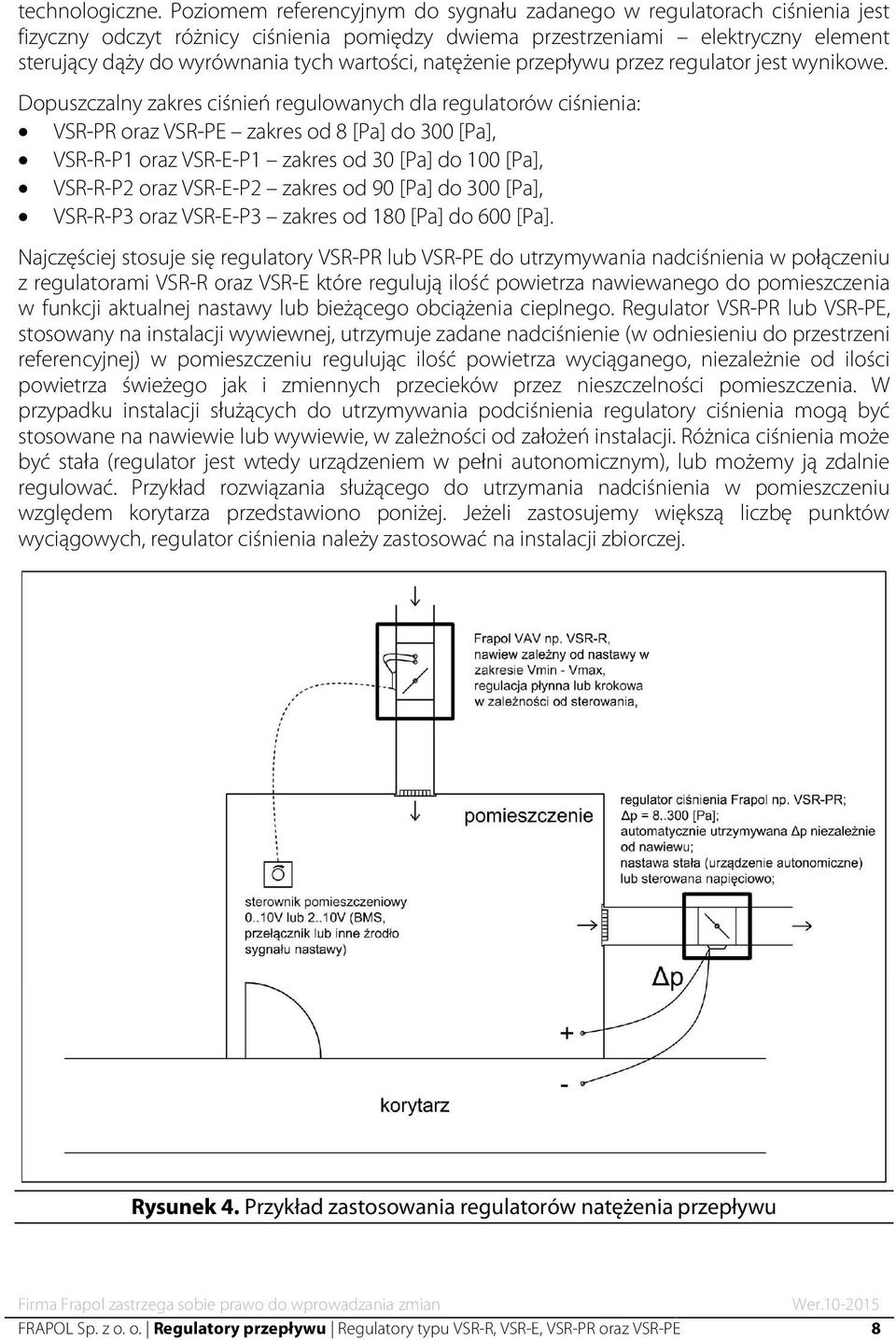 wartości, natężenie przepływu przez regulator jest wynikowe.