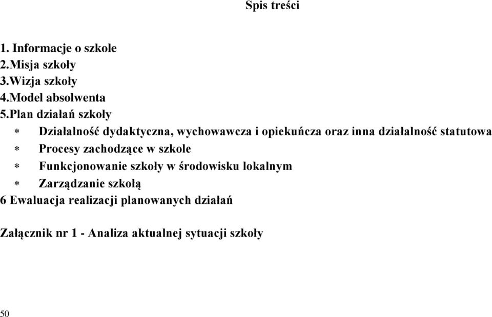 statutowa Procesy zachodzące w szkole Funkcjonowanie szkoły w środowisku lokalnym Zarządzanie