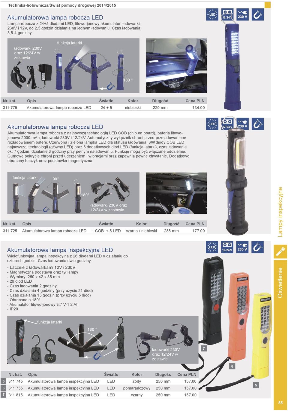 00 Akumulatorowa lampa robocza LED Akumulatorowa lampa robocza z najnowszą technologią LED COB (chip on board), bateria litowojonowa 000 mah, ładowarki 0V i /V.