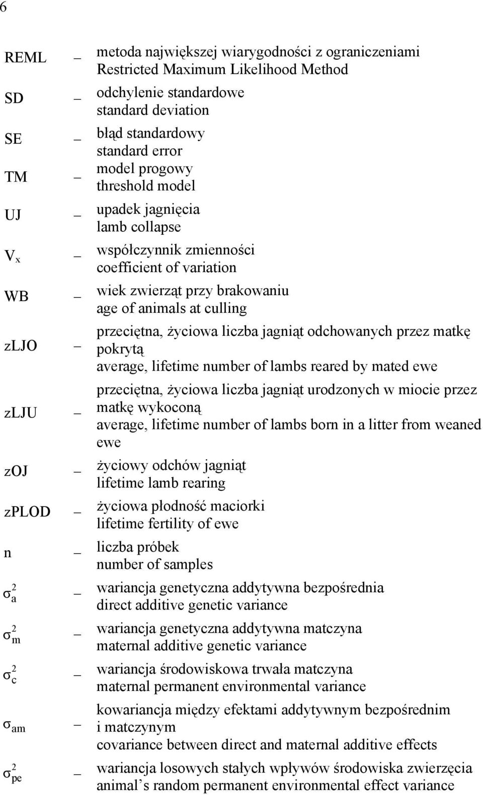 przeciętna, życiowa liczba jagniąt odchowanych przez matkę pokrytą average, lifetime number of lambs reared by mated ewe przeciętna, życiowa liczba jagniąt urodzonych w miocie przez matkę wykoconą
