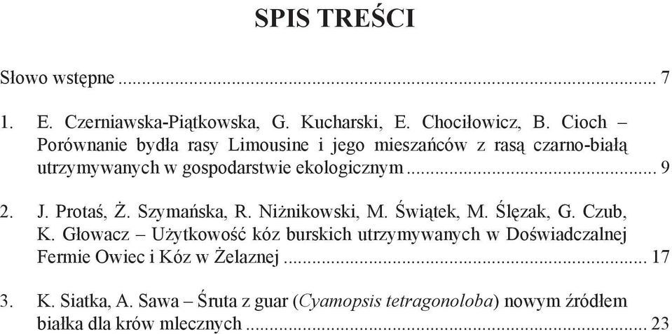 J. Protaś, Ż. Szymańska, R. Niżnikowski, M. Świątek, M. Ślęzak, G. Czub, K.