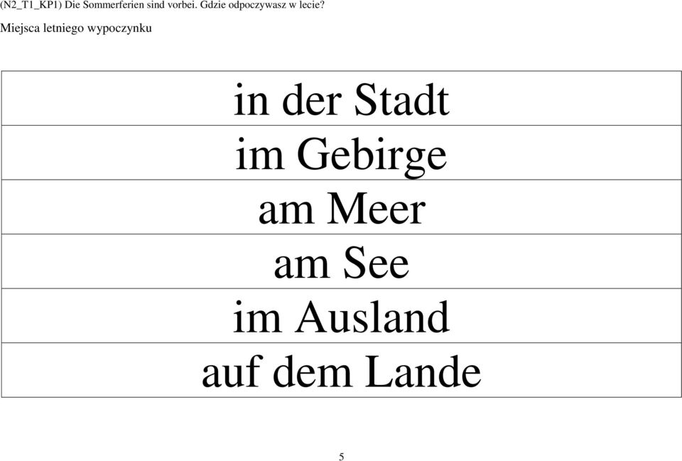 Miejsca letniego wypoczynku in der Stadt