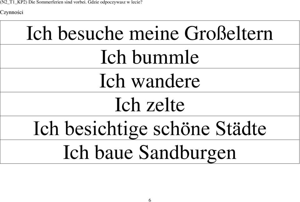 Czynności Ich besuche meine Großeltern Ich