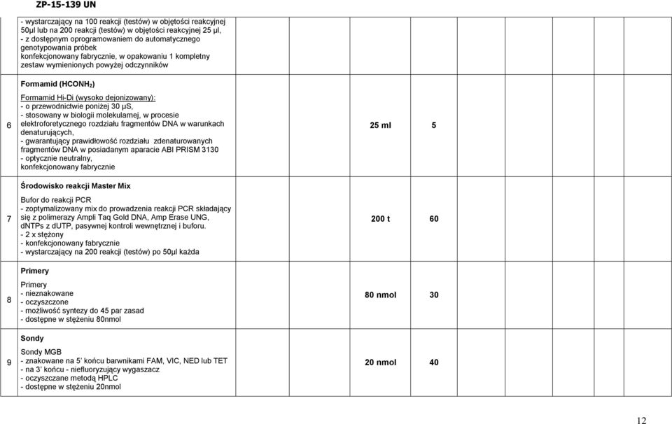 30 μs, - stosowany w biologii molekularnej, w procesie elektroforetycznego rozdziału fragmentów DNA w warunkach denaturujących, - gwarantujący prawidłowość rozdziału zdenaturowanych fragmentów DNA w