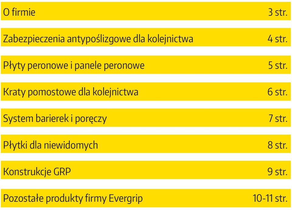 poręczy Płytki dla niewidomych Konstrukcje GRP Pozostałe produkty