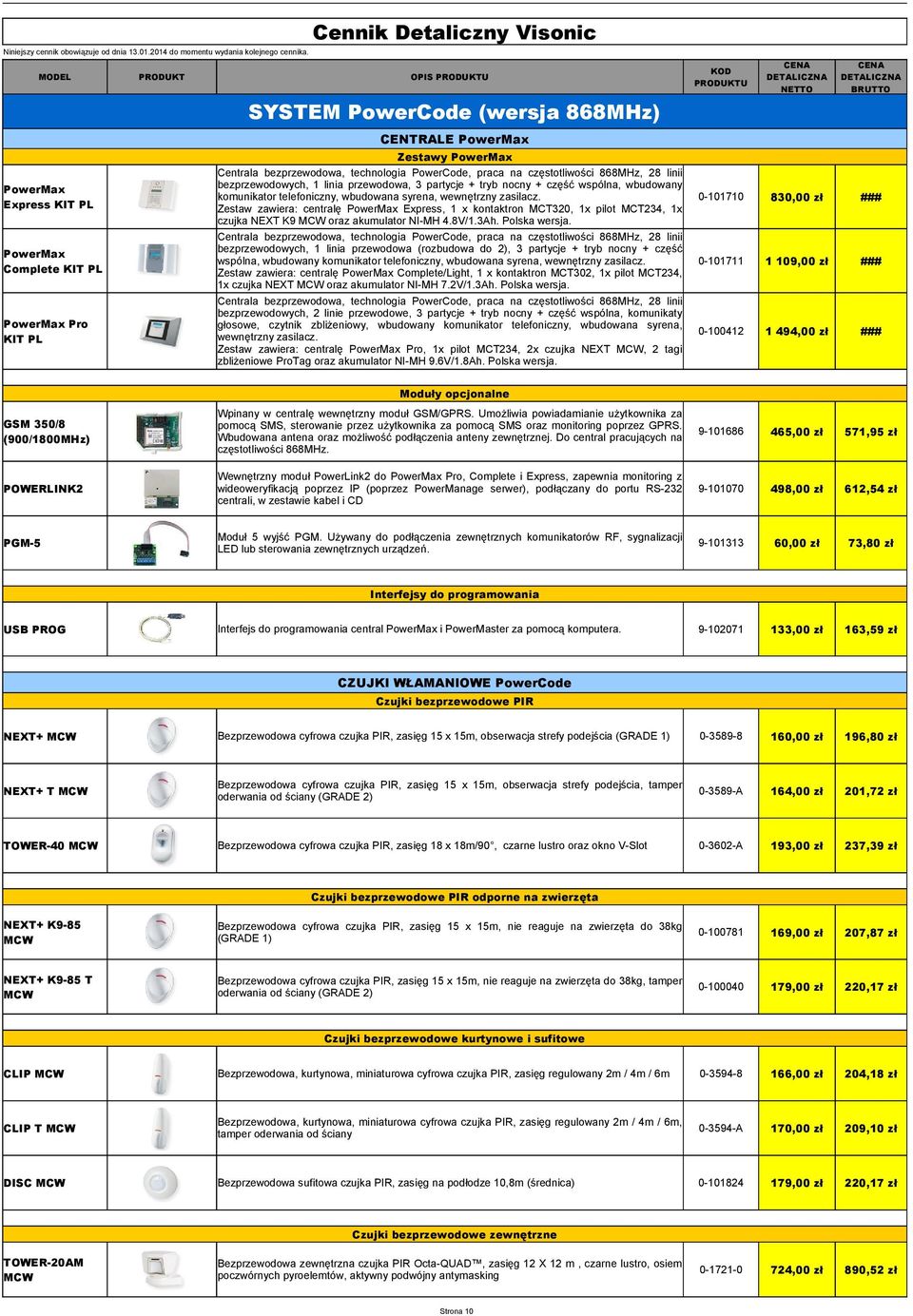 bezprzewodowa, technologia PowerCode, praca na częstotliwości 868MHz, 28 linii bezprzewodowych, 1 linia przewodowa, 3 partycje + tryb nocny + część wspólna, wbudowany komunikator telefoniczny,