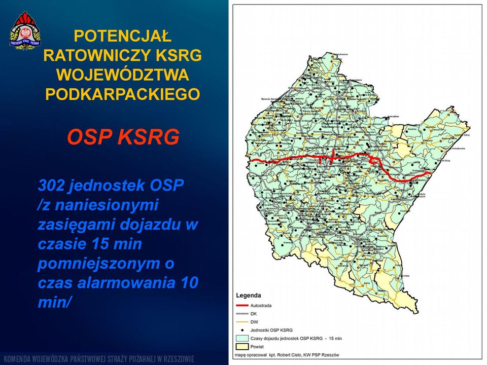 /z naniesionymi zasięgami dojazdu w czasie