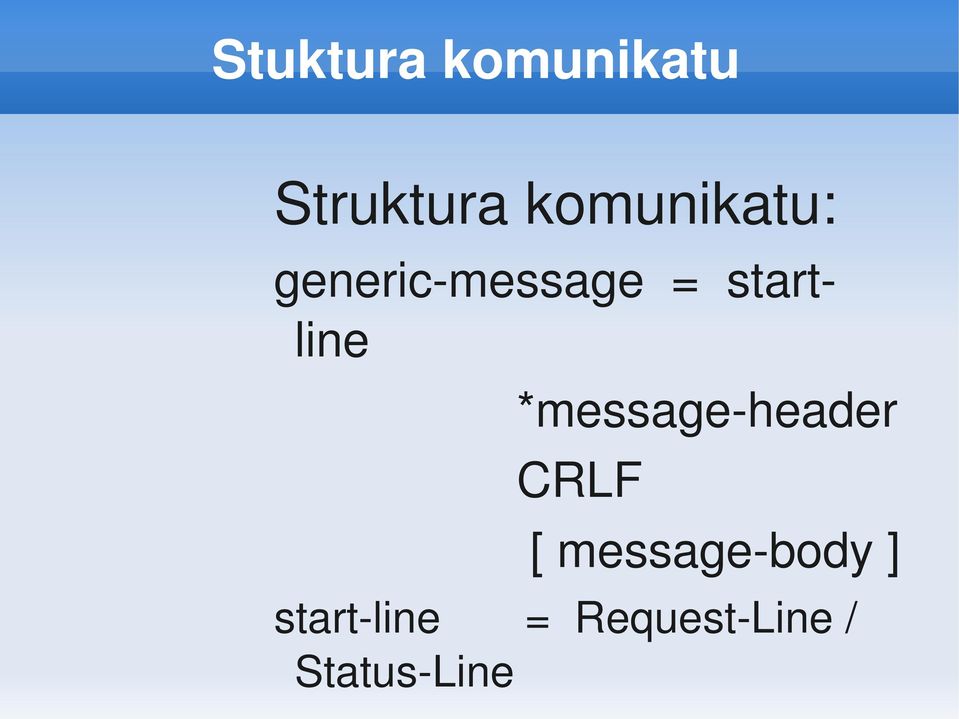 startline *message header CRLF [