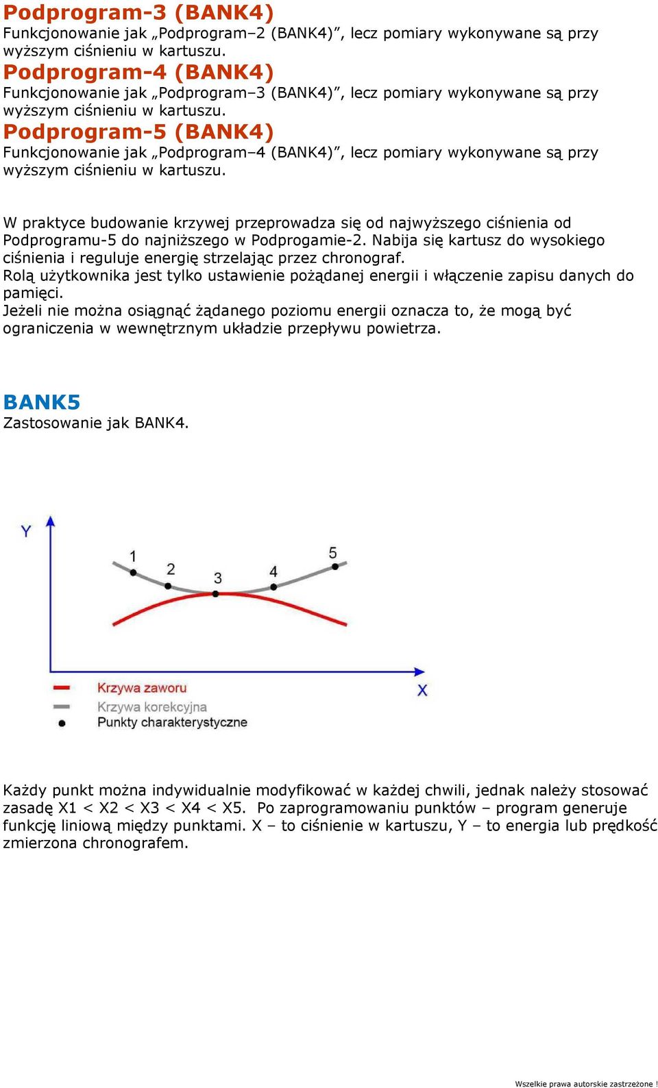 Podprogram-5 (BANK4) Funkcjonowanie jak Podprogram 4 (BANK4), lecz pomiary wykonywane są przy wyższym ciśnieniu w kartuszu.