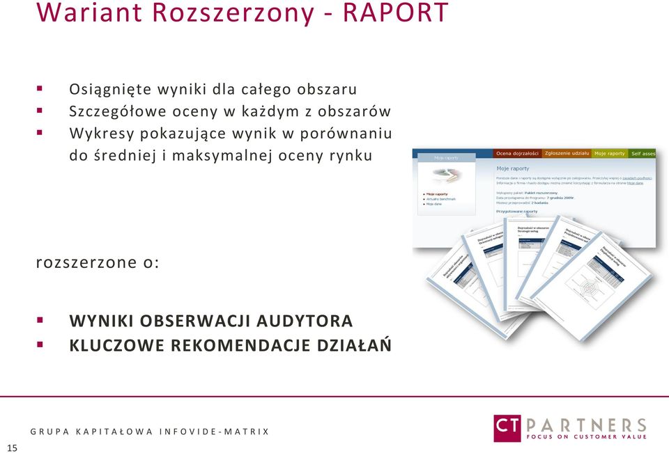 pokazujące wynik w porównaniu do średniej i maksymalnej oceny