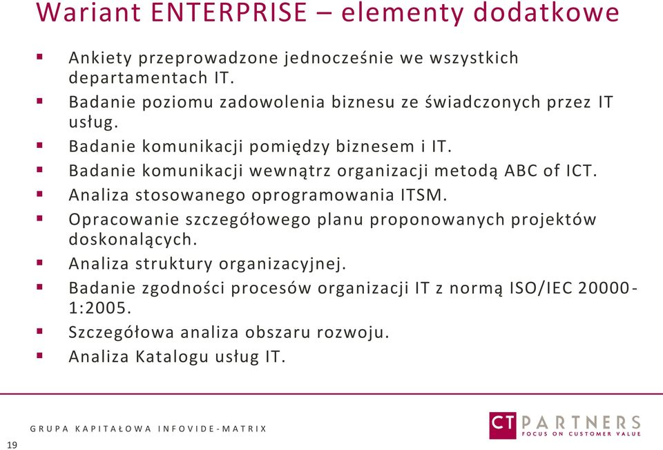 Badanie komunikacji wewnątrz organizacji metodą ABC of ICT. Analiza stosowanego oprogramowania ITSM.