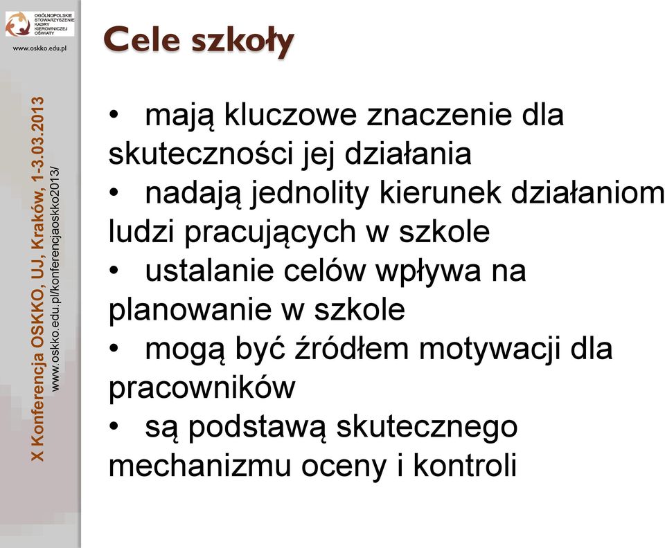 pracujących w szkole ustalanie celów wpływa na planowanie w szkole mogą