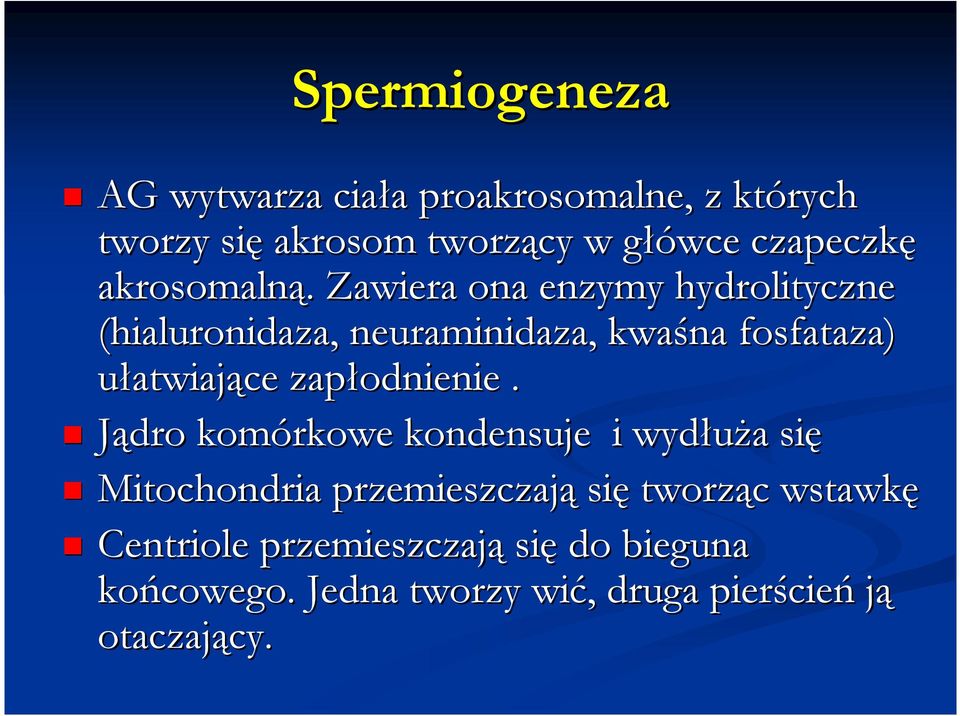 . Zawiera ona enzymy hydrolityczne (hialuronidaza, neuraminidaza,, kwaśna fosfataza) ułatwiające