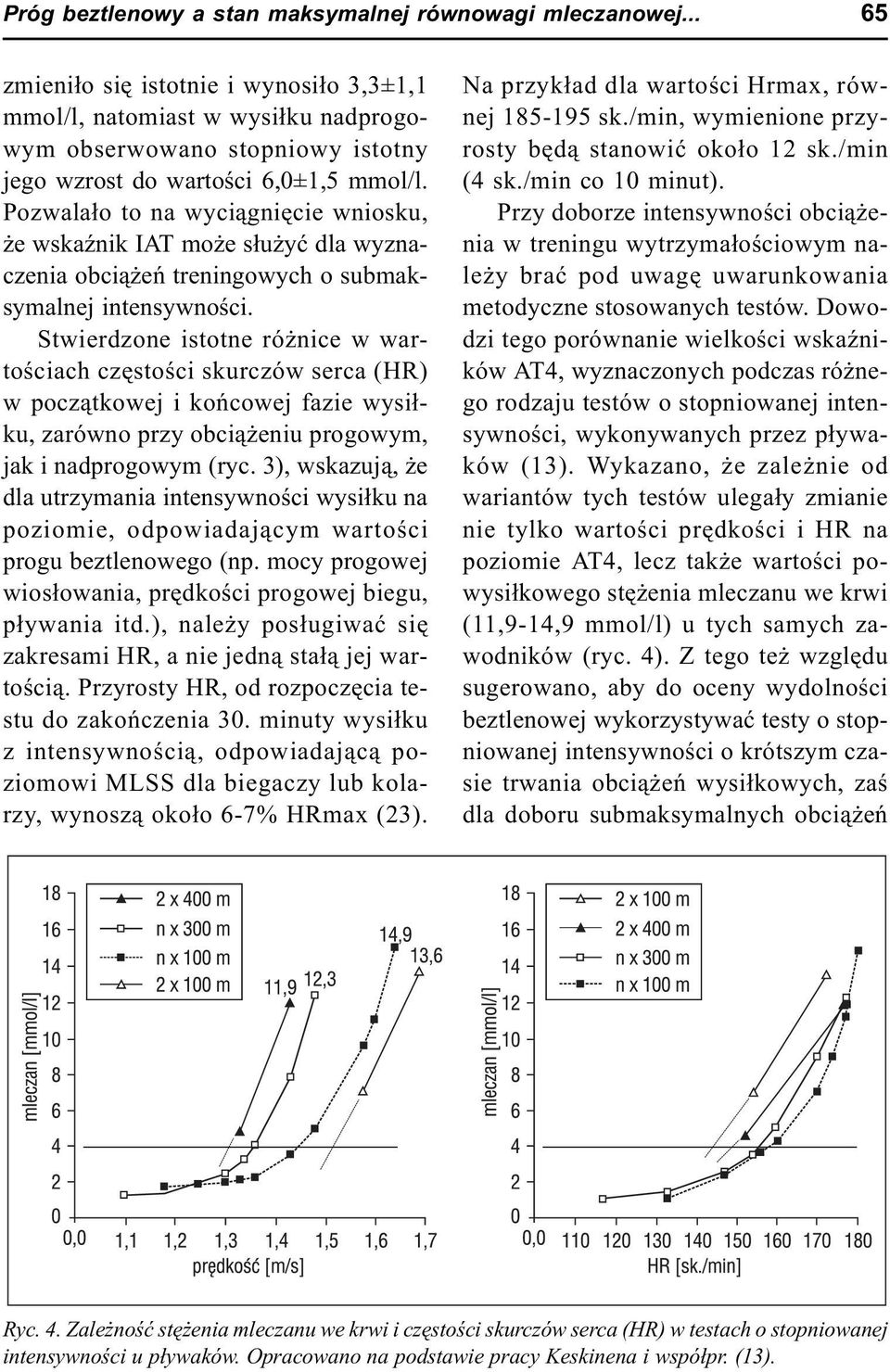 Pozwala³o to na wyci¹gniêcie wniosku, e wskaÿnik IAT mo e s³u yæ dla wyznaczenia obci¹ eñ treningowych o submaksymalnej intensywnoœci.