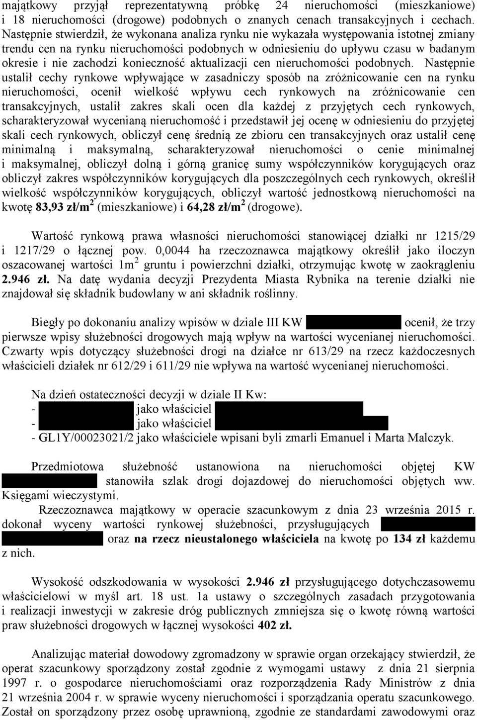 konieczność aktualizacji cen nieruchomości podobnych.