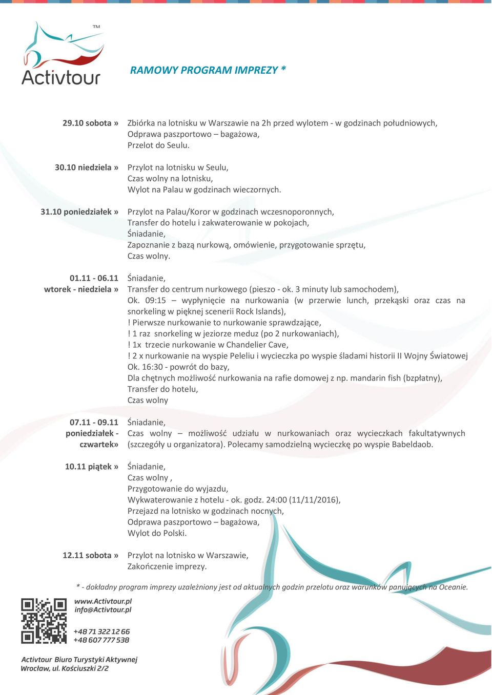 Przylot na lotnisku w Seulu, Czas wolny na lotnisku, Wylot na Palau w godzinach wieczornych.