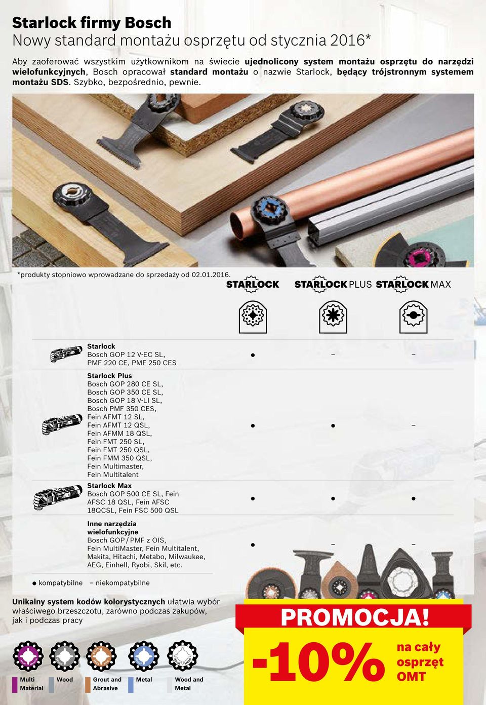 Starlock Bosch GOP 12 V-EC SL, PMF 220 CE, PMF 250 CES Starlock Plus Bosch GOP 280 CE SL, Bosch GOP 350 CE SL, Bosch GOP 18 V-LI SL, Bosch PMF 350 CES, Fein AFMT 12 SL, Fein AFMT 12 QSL, Fein AFMM 18