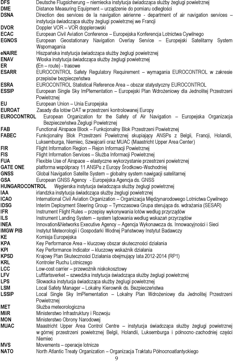 Konferencja Lotnictwa Cywilnego EGNOS European Geostationary Navigation Overlay Service Europejski Satelitarny System Wspomagania enaire Hiszpańska instytucja świadcząca służby żeglugi powietrznej