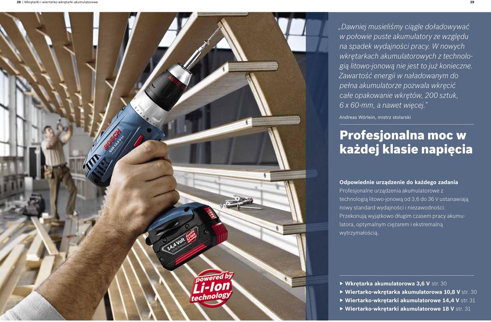 Zawartość energii w naładowanym do pełna akumulatorze pozwala wkręcić całe opakowanie wkrętów, 200 sztuk, 6 x 60-mm, a nawet więcej.