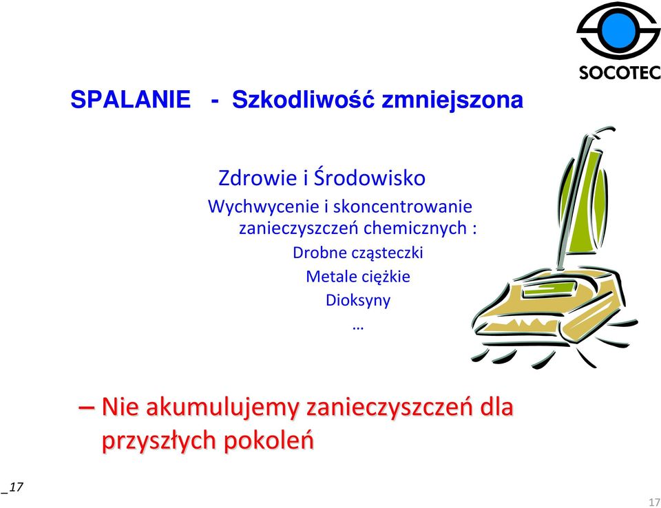 chemicznych : Drobne cząsteczki Metale ciężkie Dioksyny