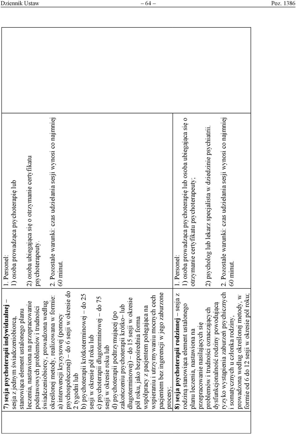 świadczeniobiorcy, prowadzona według określonej metody, realizowana w formie: a) interwencji kryzysowej (pomocy psychospołecznej) do 6 sesji w okresie do 2 tygodni lub b) psychoterapii