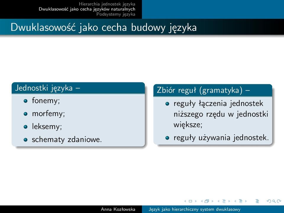 Zbiór reguł (gramatyka) reguły łączenia jednostek