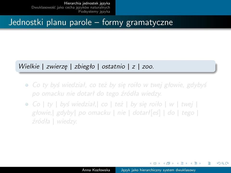 Co ty byś wiedział, co też by się roiło w twej głowie, gdybyś po omacku