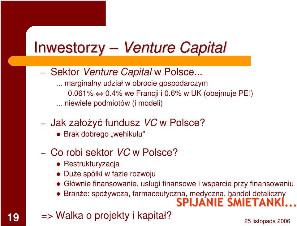 Brak dobrego wehikułu 19 Co robi sektor VC w Polsce?