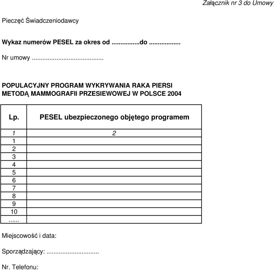 .. POPULACYJNY PROGRAM WYKRYWANIA RAKA PIERSI METODĄ MAMMOGRAFII