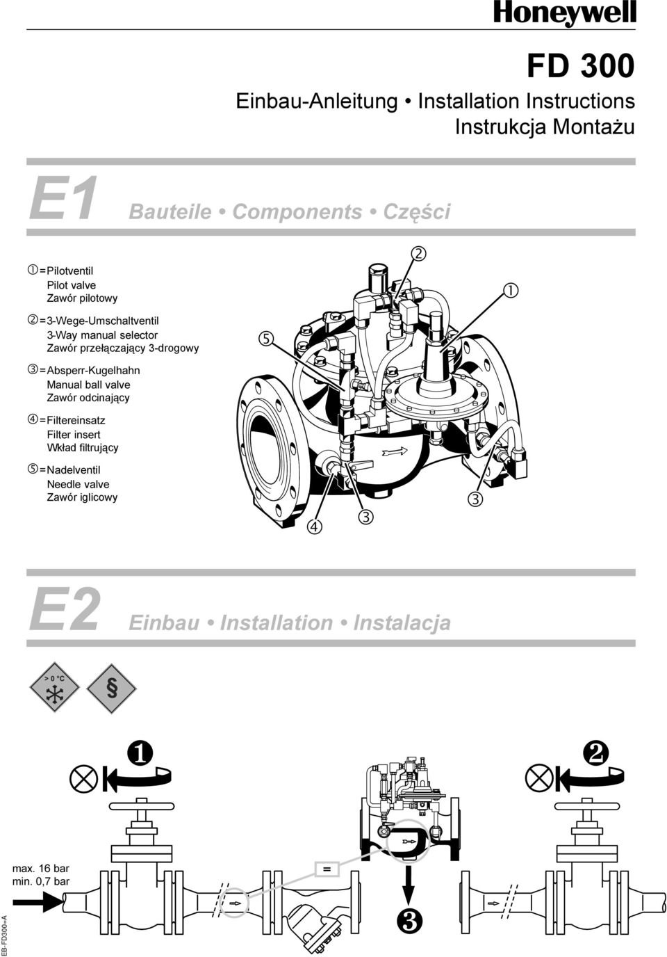 3-drogowy ƒ=absperr-kugelhahn Manual ball valve Zawór odcinający =Filtereinsatz Filter insert Wkład