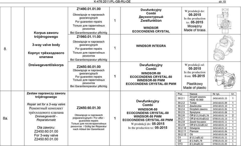 60.0.00 Obowiązuje w naprawach gwarancyjnych For guarantee repairs Только для гарантийных ремонтов Bei Garantiereparatur pflichtig -50-50 -50 PWM -50 PWM W produkcji od: 05-205 In the production