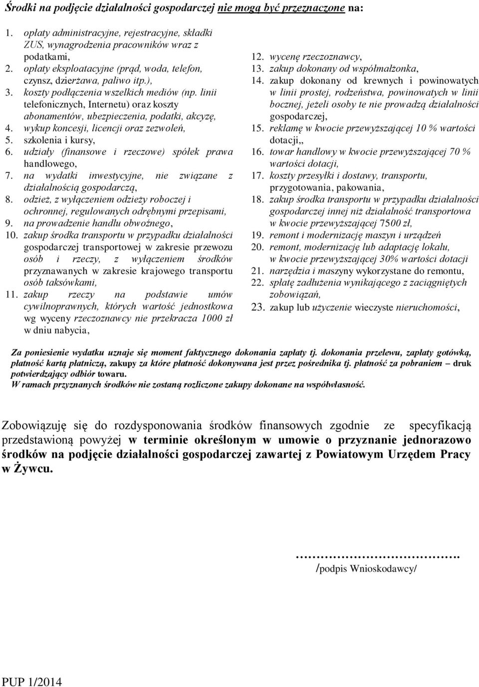 linii telefonicznych, Internetu) oraz koszty abonamentów, ubezpieczenia, podatki, akcyzę, 4. wykup koncesji, licencji oraz zezwoleń, 5. szkolenia i kursy, 6.