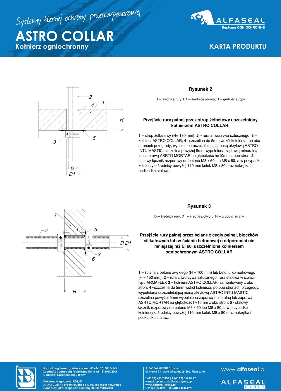 INTU MASTIC, szczelina powyżej 5mm wypełniona zaprawą mineralną lub zaprawą ASRTO MORTAR na głębokość h=10mm z obu stron; 5 - stalowy łącznik rozporowy do betonu M8 x 60 lub M8 x 80, a w przypadku