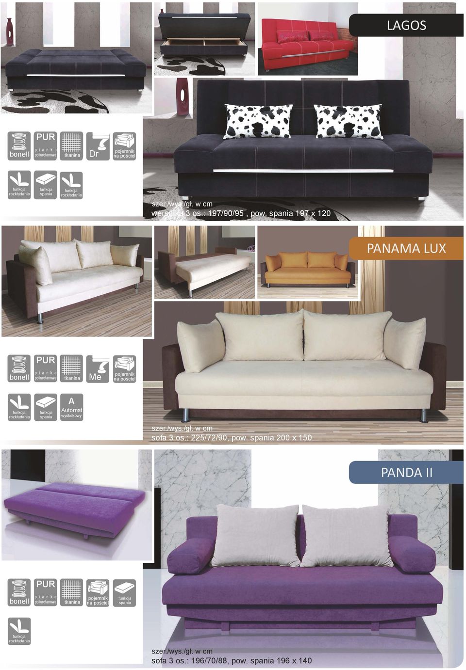 197 x 120 PNM LUX sofa 3 os.