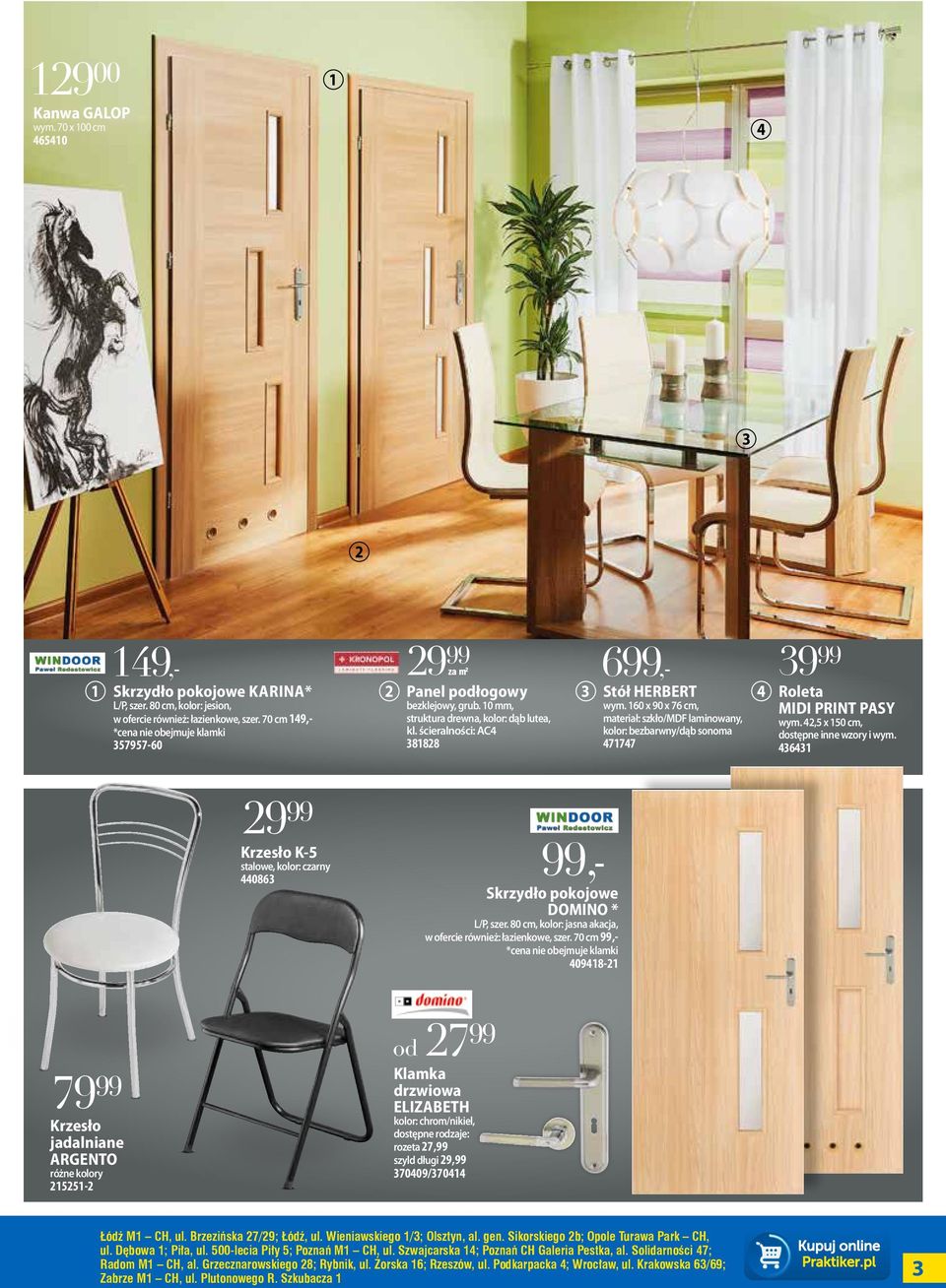 160 x 90 x 76 cm, materiał: szkło/mdf laminowany, kolor: bezbarwny/dąb sonoma 471747 Roleta MIDI PRINT PASY wym. 4,5 x 150 cm, dostępne inne wzory i wym.