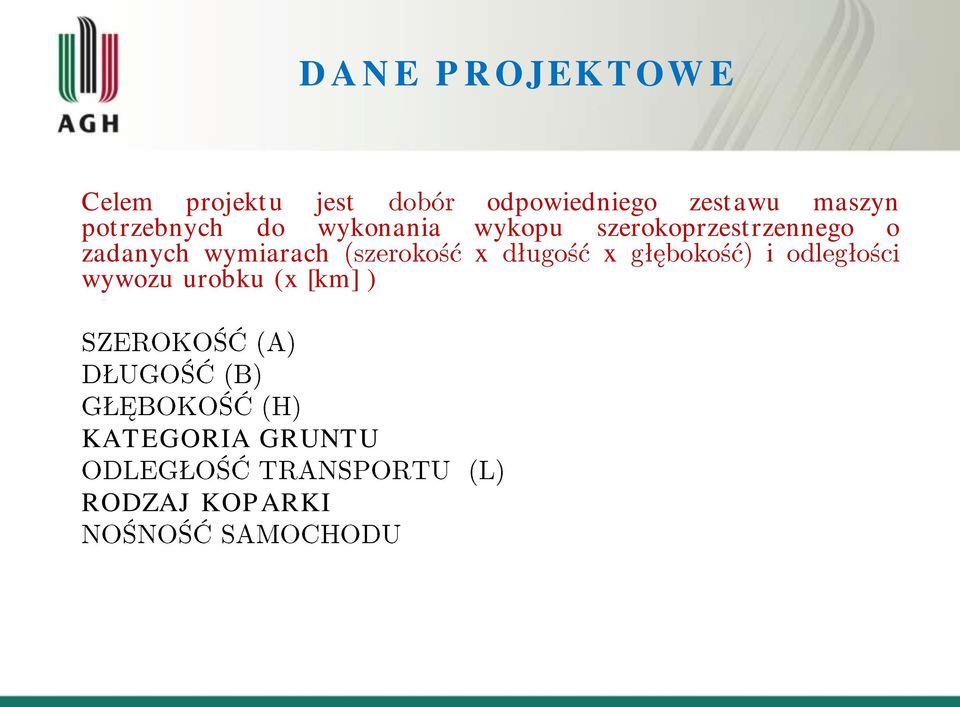 szerokoprzestrzennego o zadanych wymiarach x x i