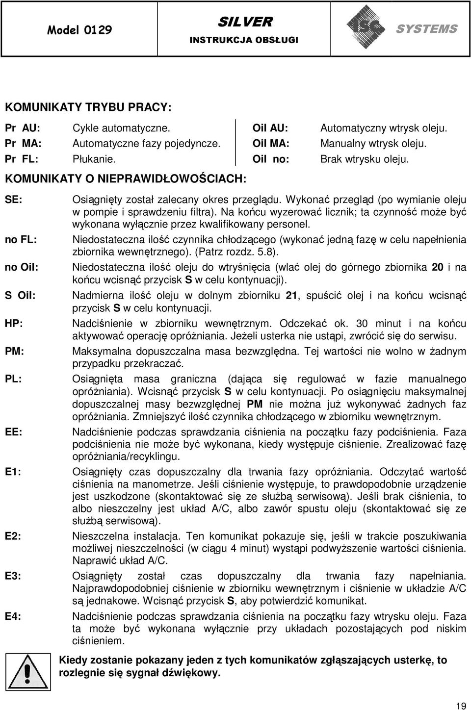 Na końcu wyzerować licznik; ta czynność moŝe być wykonana wyłącznie przez kwalifikowany personel.