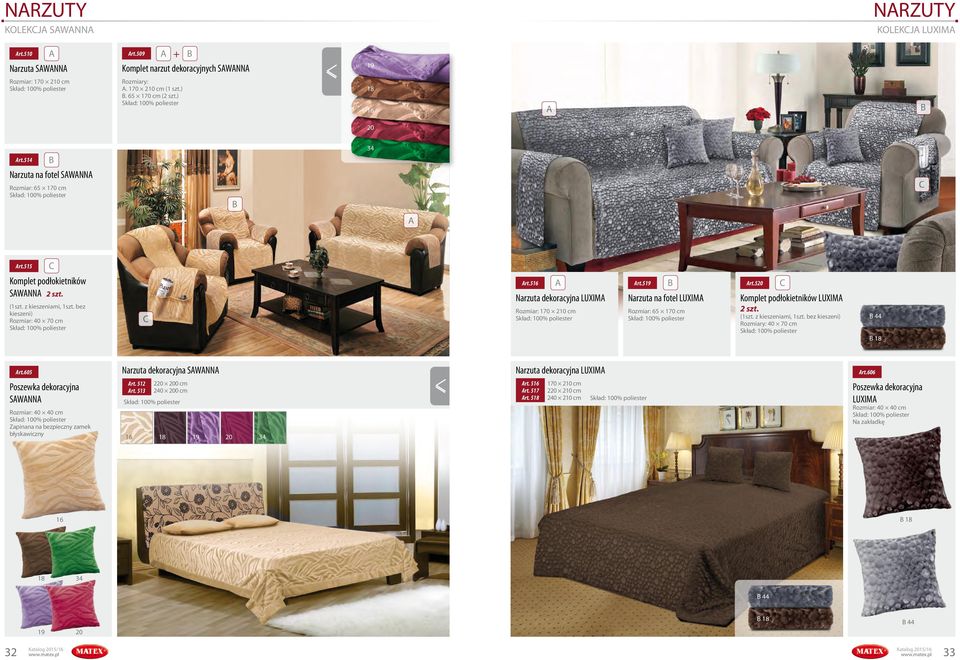 5 Narzuta dekoracyjna LUXIM Rozmiar: 170 2 cm rt.5 Narzuta na fotel LUXIM Rozmiar: 65 170 cm rt.0 C Komplet podłokietników LUXIM 2 szt. (1szt. z kieszeniami, 1szt.