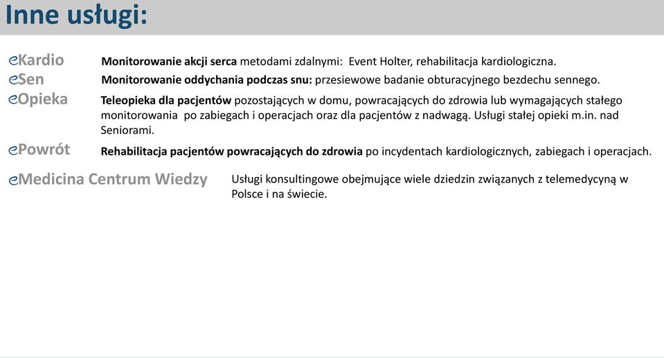 Teleopieka dla pacjentów pozostających w domu, powracających do zdrowia lub wymagających stałego monitorowania po zabiegach i operacjach oraz dla pacjentów z