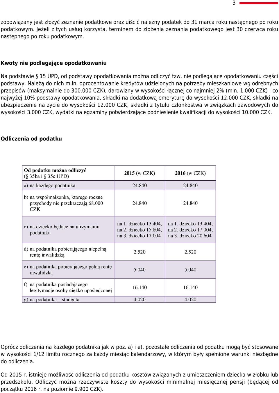 Kwoty nie podlegające opodatkowaniu Na podstawie 15 UPD, od podstawy opodatkowania można odliczyć tzw. nie podlegające opodatkowaniu części podstawy. Należą do nich m.in.