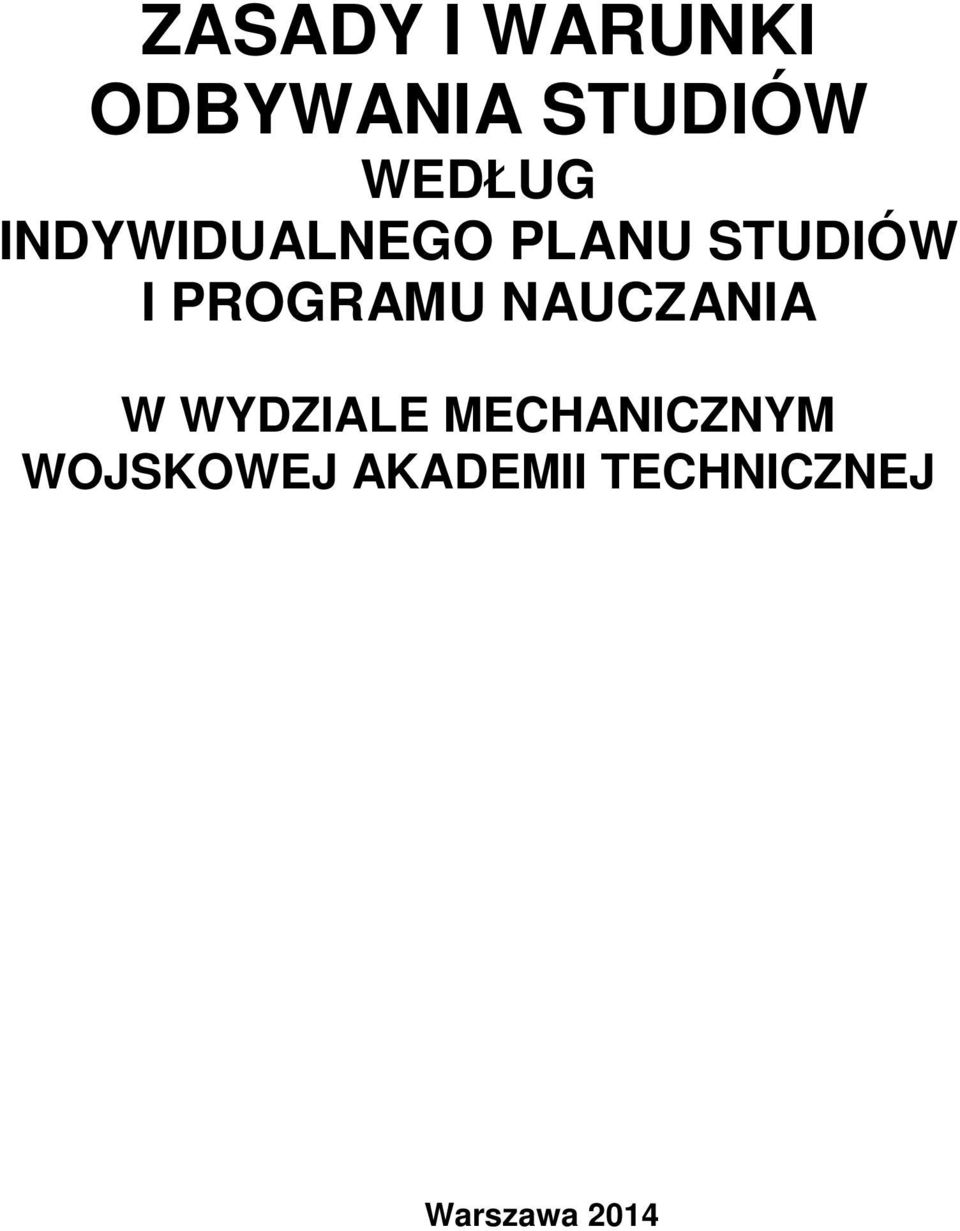 PROGRAMU NAUCZANIA W WYDZIALE