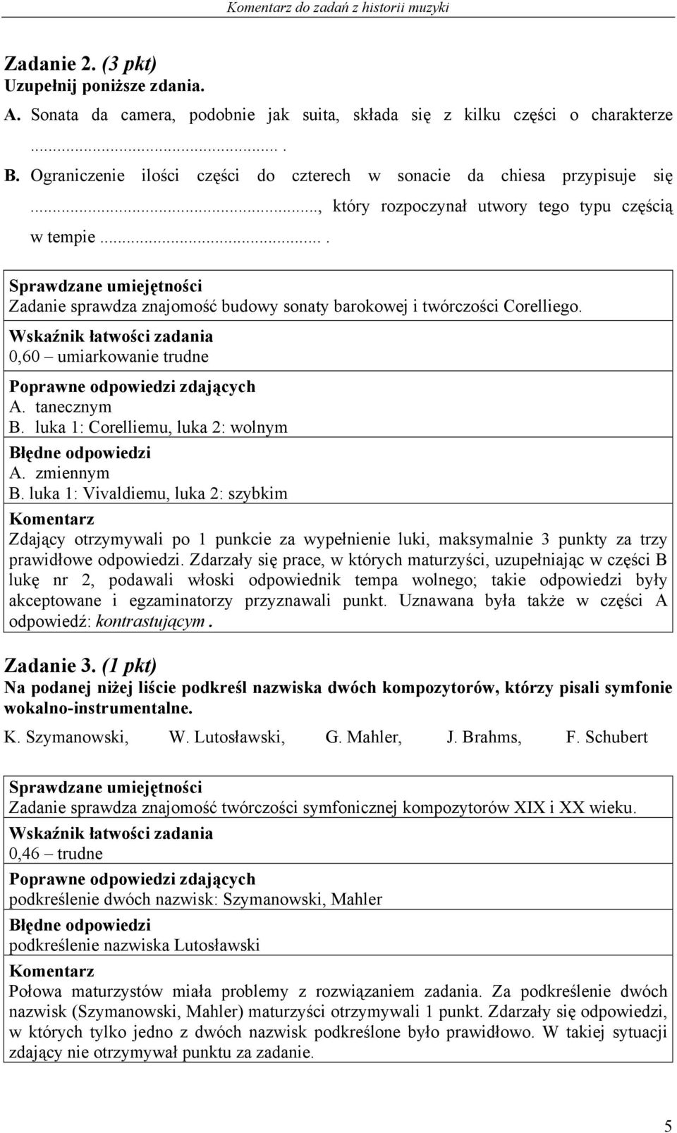 ... Zadanie sprawdza znajomość budowy sonaty barokowej i twórczości Corelliego. 0,60 umiarkowanie trudne A. tanecznym B. luka 1: Corelliemu, luka 2: wolnym A. zmiennym B.