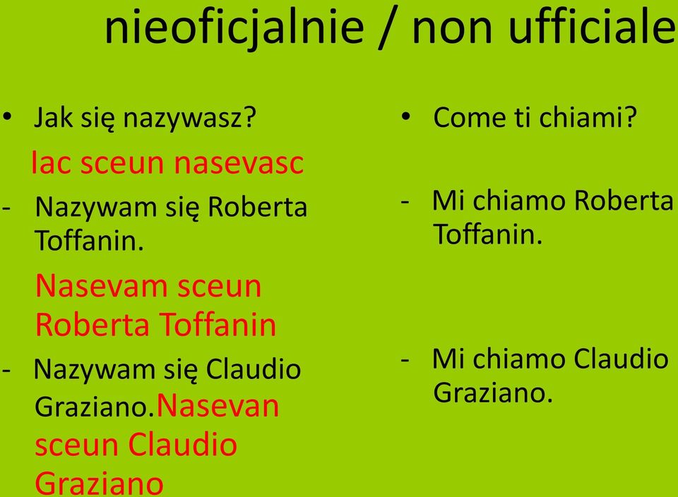 Nasevam sceun Roberta Toffanin - Nazywam się Claudio Graziano.