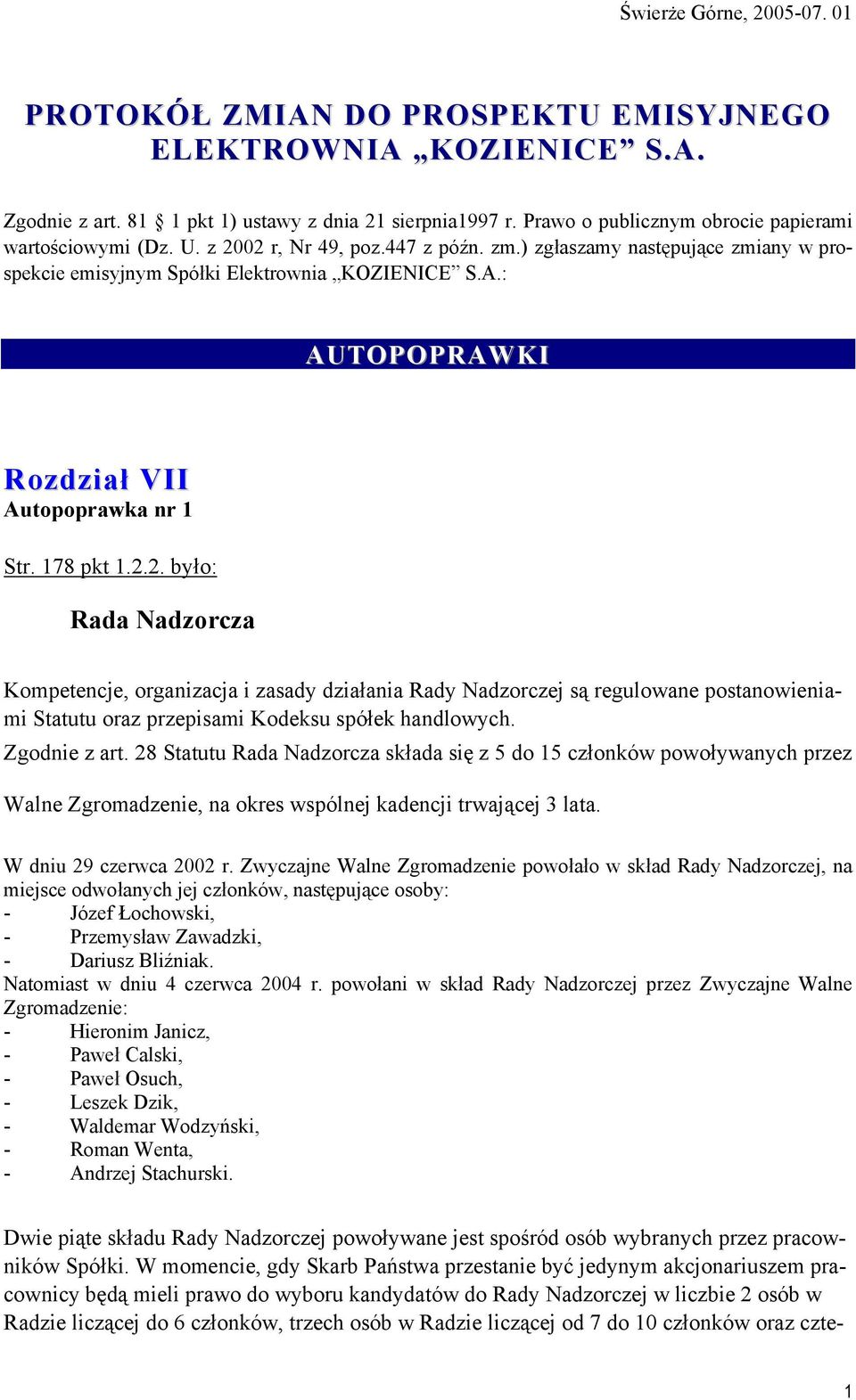 : AUTOPOPRAWKI Rozdział VII Autopoprawka nr 1 Str. 178 pkt 1.2.