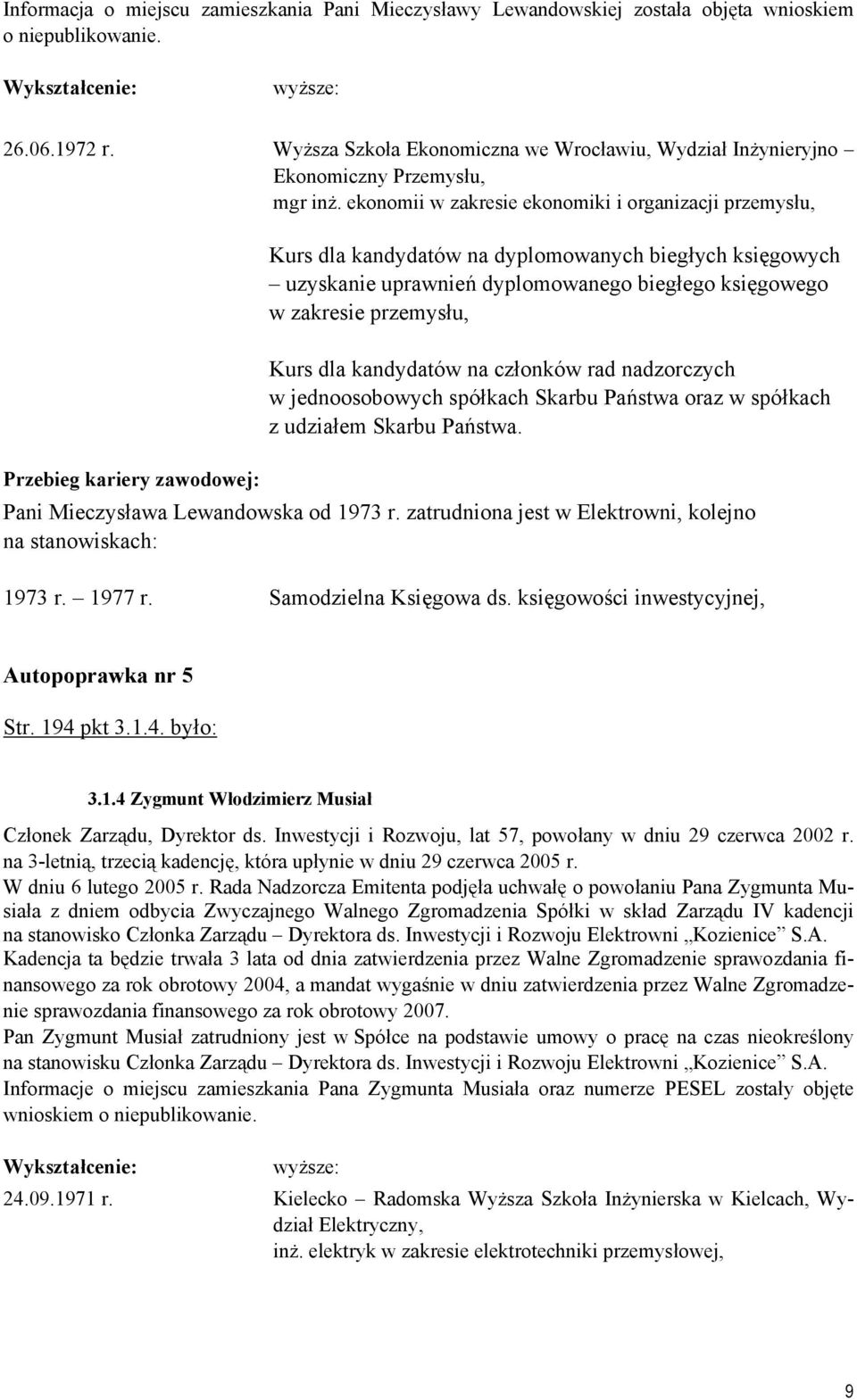 ekonomii w zakresie ekonomiki i organizacji przemysłu, Kurs dla kandydatów na dyplomowanych biegłych księgowych uzyskanie uprawnień dyplomowanego biegłego księgowego w zakresie przemysłu, w