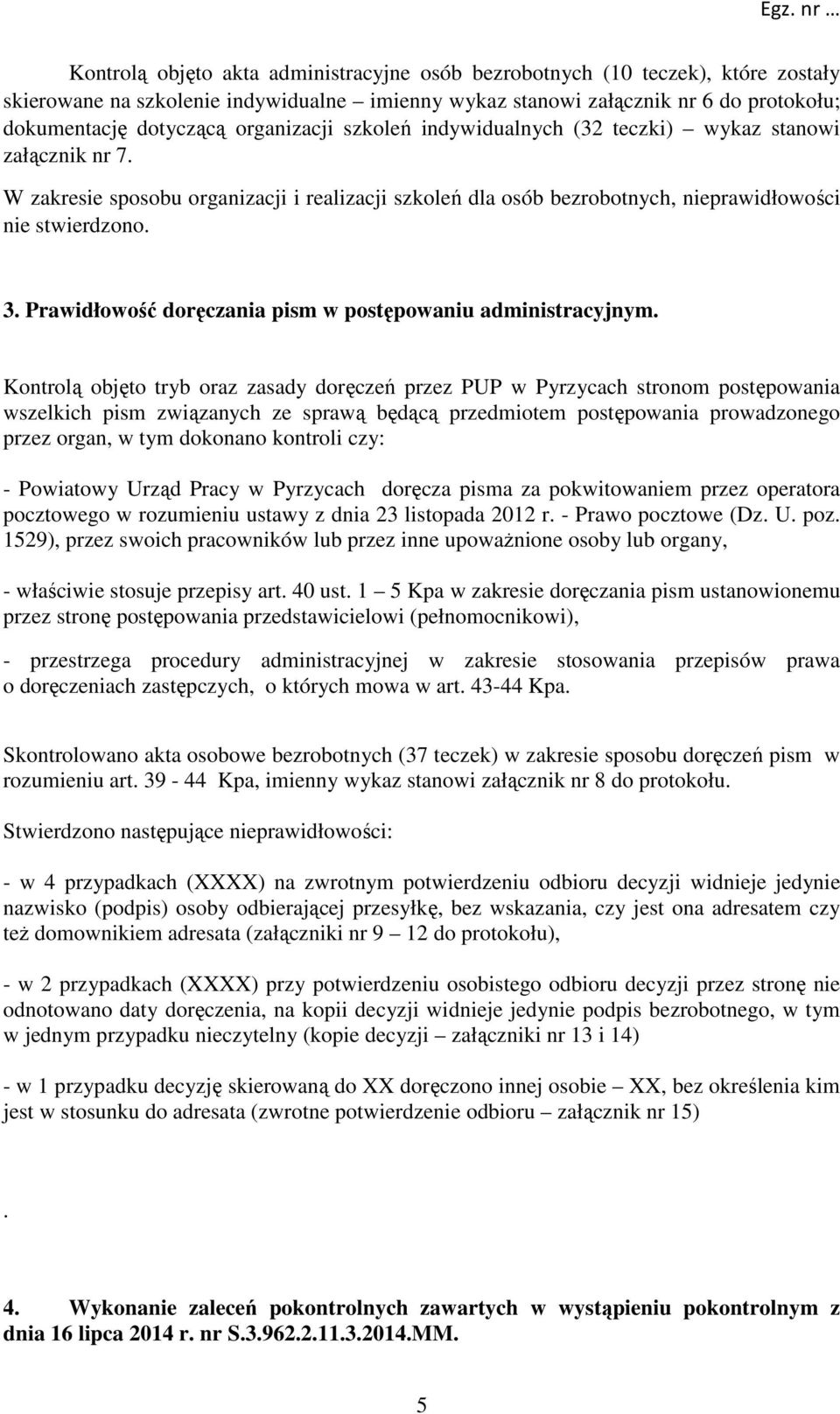 Prawidłowość doręczania pism w postępowaniu administracyjnym.
