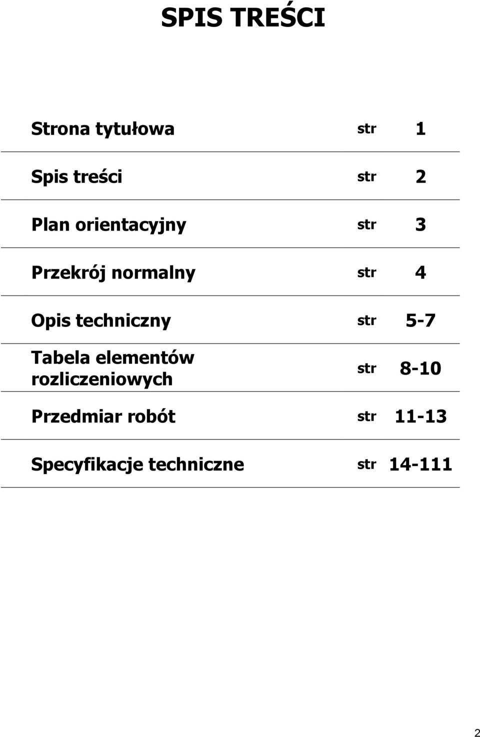 techniczny str 5-7 Tabela elementów rozliczeniowych str