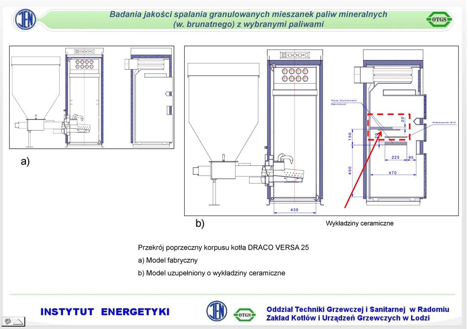 ceramiczne Przekrój poprzeczny korpusu kotła DRACO